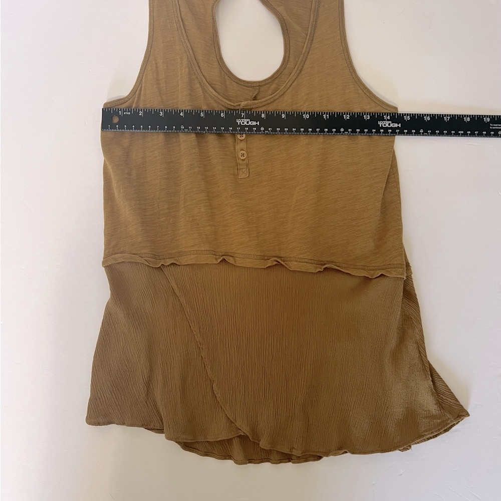 Anthropologie Little Yellow Button Tank Top with Peplum Size XS - Picture 4 of 6